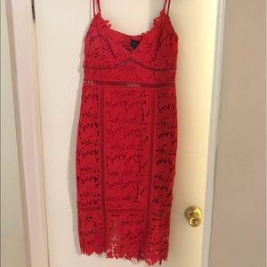 Beautiful Lace Bardot Red Dress
